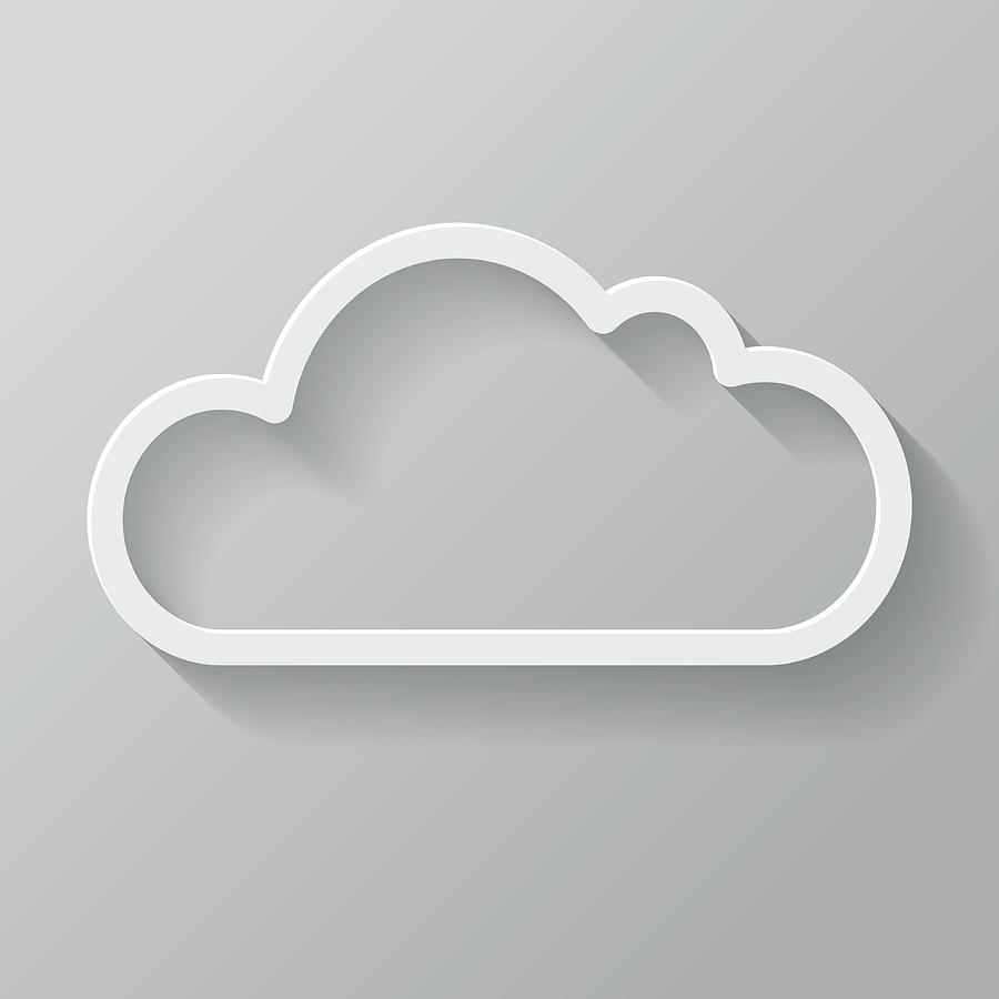 Cloud Paper Thin Line Interface Icon With Long Shadow Drawing by Bortonia