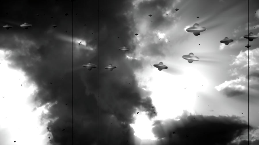 Cloud Saucers UFO Armada Digital Art by Russell Kightley