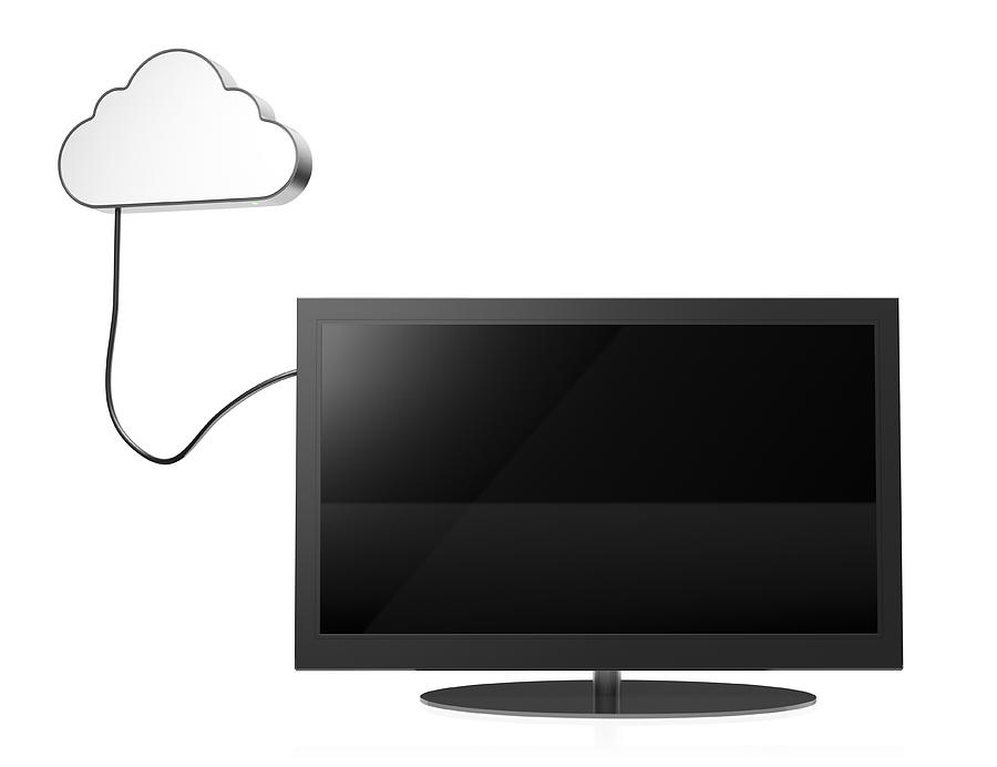 Cloud shaped computer hard drive connected to a TV Photograph by I Like That One