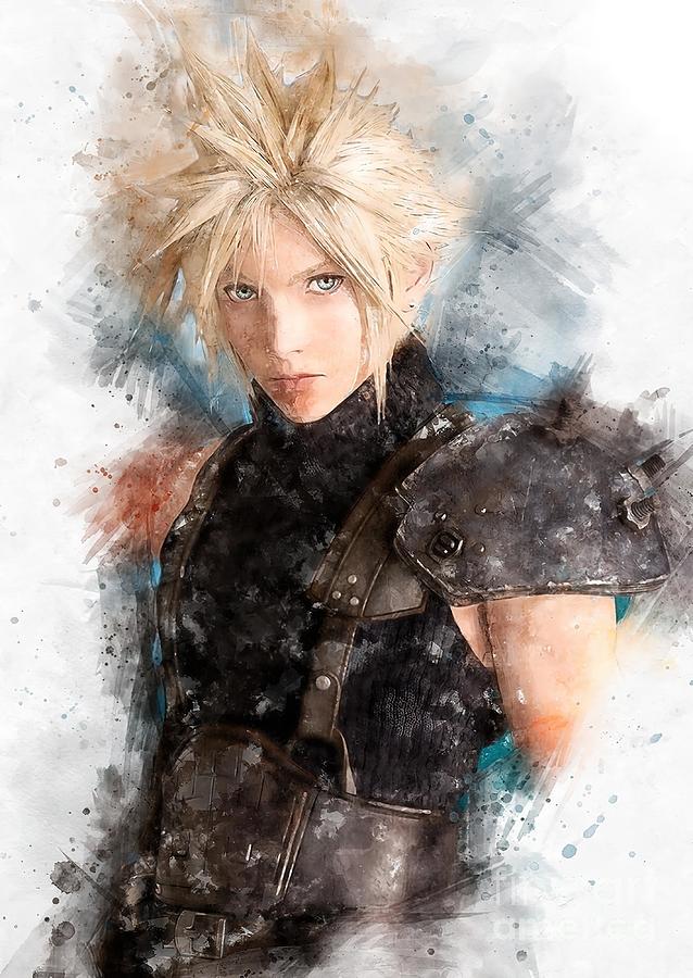 Cloud Strife Final Fantasy VII Remake Painting by Sebastian Ross - Pixels