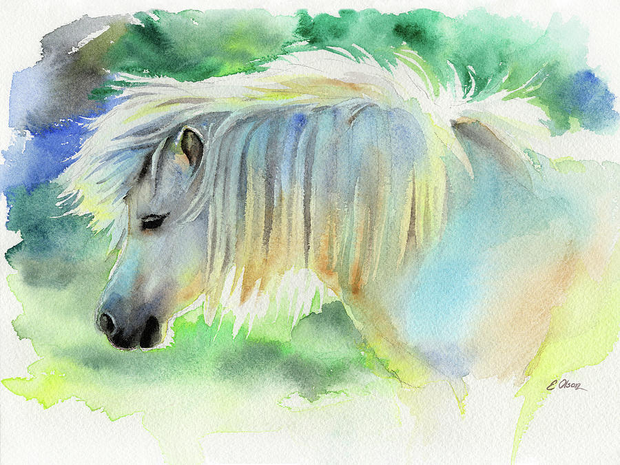 Cloud the Miniature Horse Painting by Emily Olson