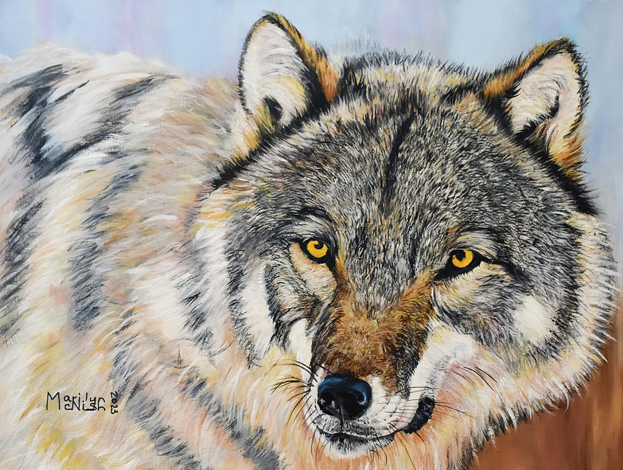Cloud Wolf Lead 2  Painting by Marilyn McNish