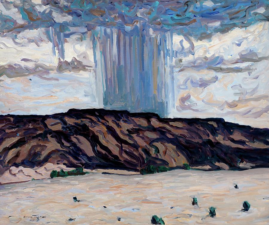 Nature Painting - Cloudburst at Black Mesa, New Mexico by Allen Tucker