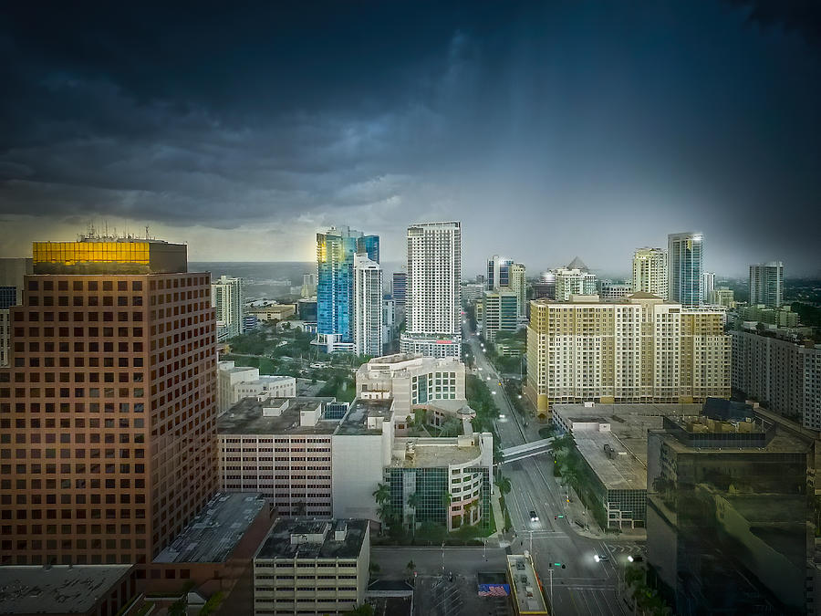 Cloudburst Over Downtown Fort Lauderdale Photograph by Mark Andrew Thomas