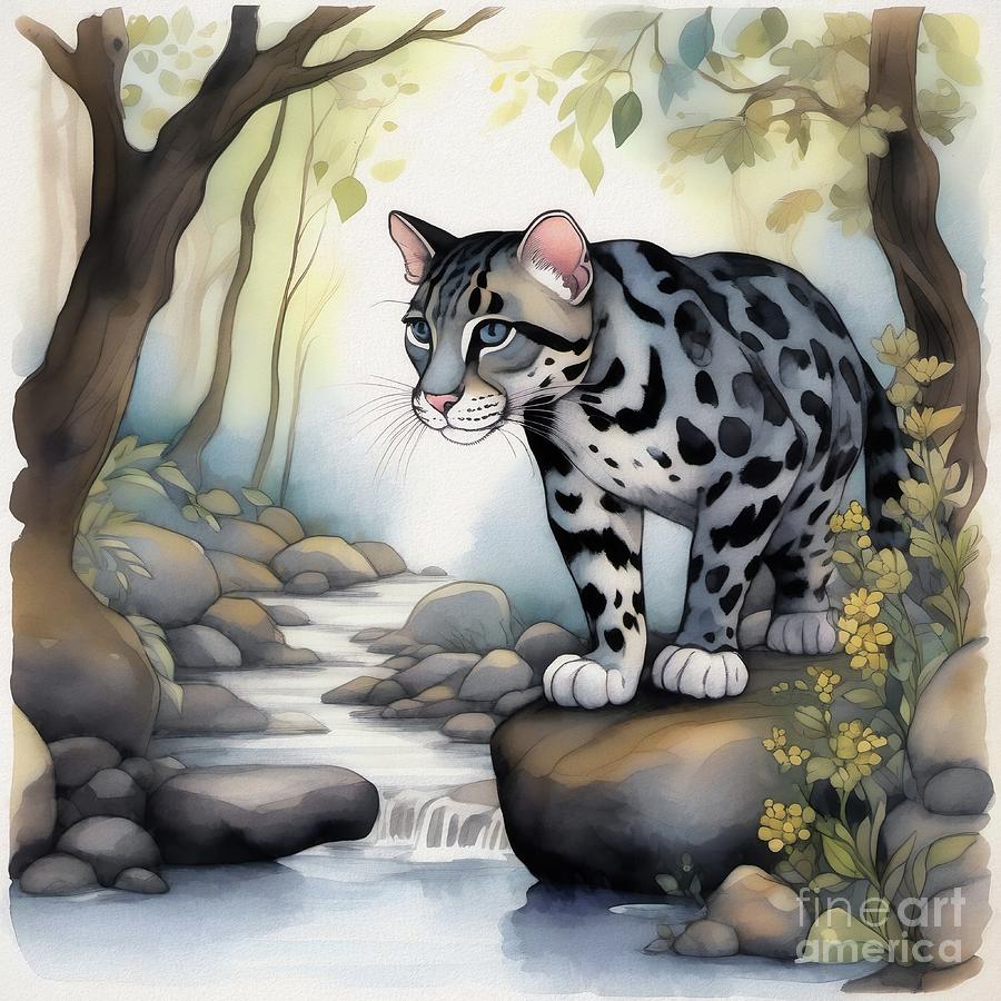 Clouded Leopard In The Forest - 02352 Digital Art by Philip Preston