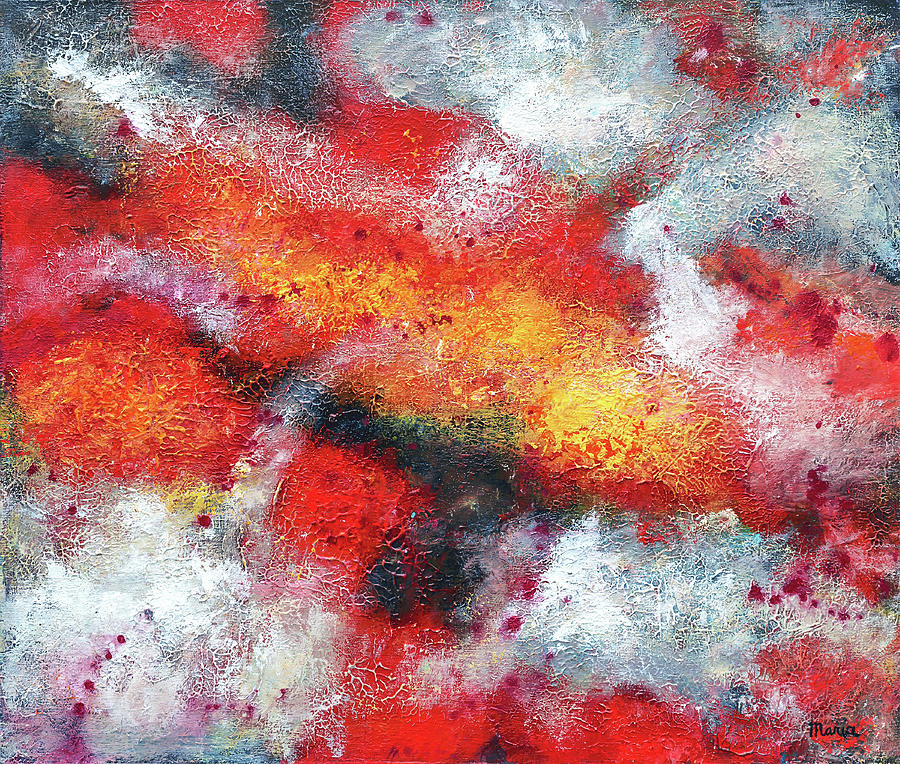 Clouded Red Painting by Maria Meester