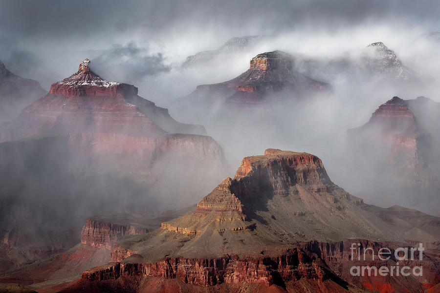 Clouds and Fog in Winter at Grand Canyon National Park Photograph by Tom Schwabel