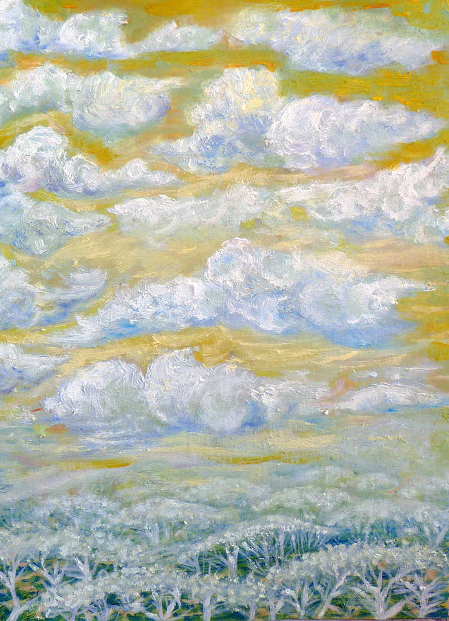 Clouds and trees Painting by Elzbieta Goszczycka