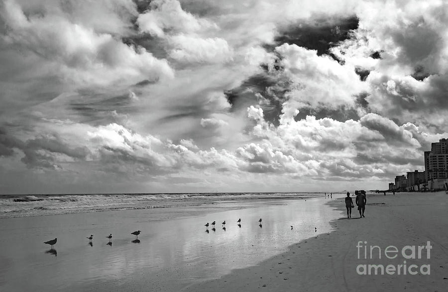 Clouds at the Beach in Black and White Photograph by Neala McCarten