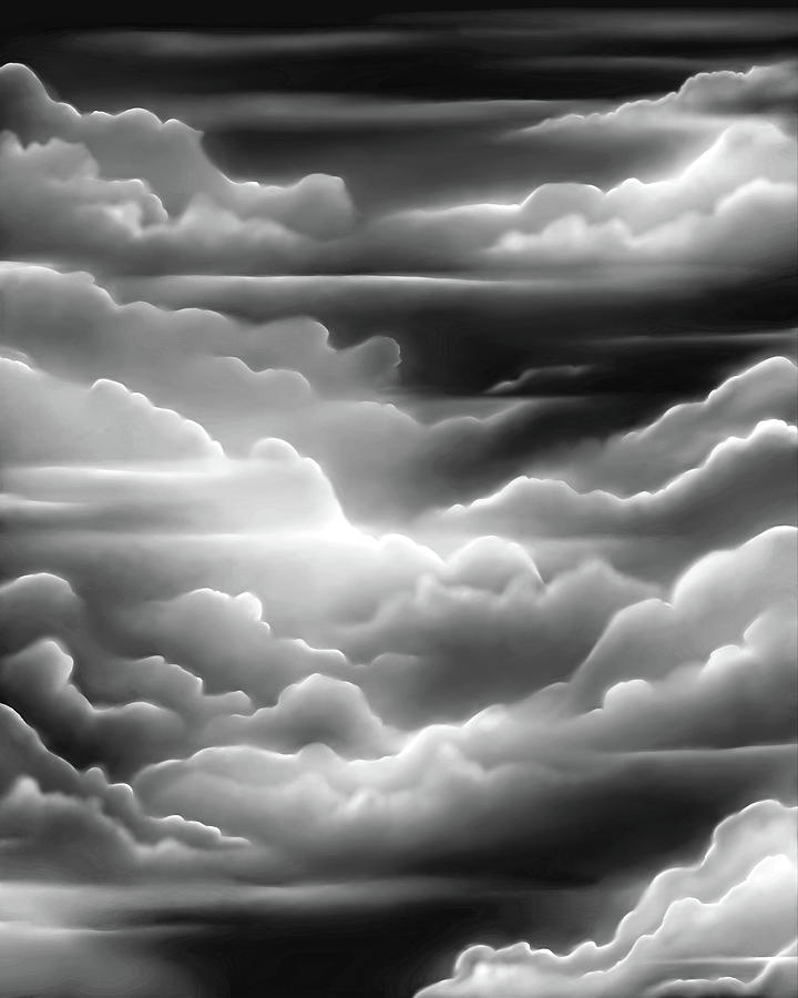 Clouds Black and White Digital Art by Denise Valentino - Fine Art America