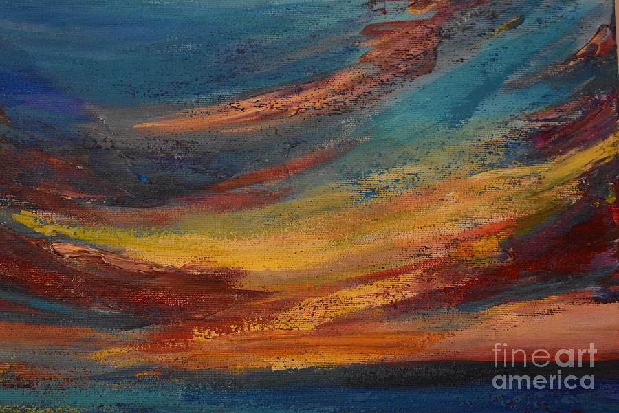 Clouds come floating into my life, to add color to my sunset sky detail Painting by Leonida Arte