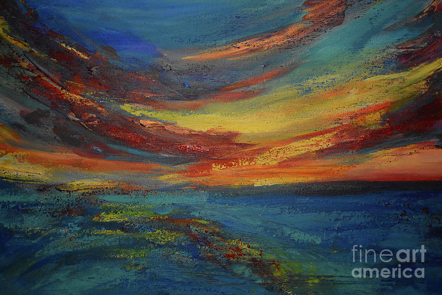 Clouds come floating into my life, to add color to my sunset sky Painting by Leonida Arte