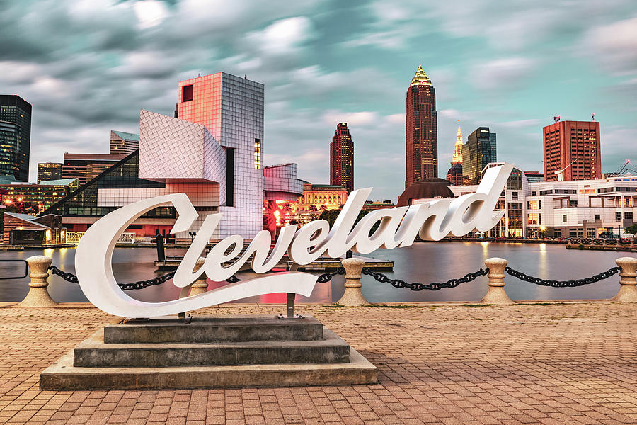 Clouds Moving Over Cleveland Ohio Skyline Photograph by Gregory Ballos