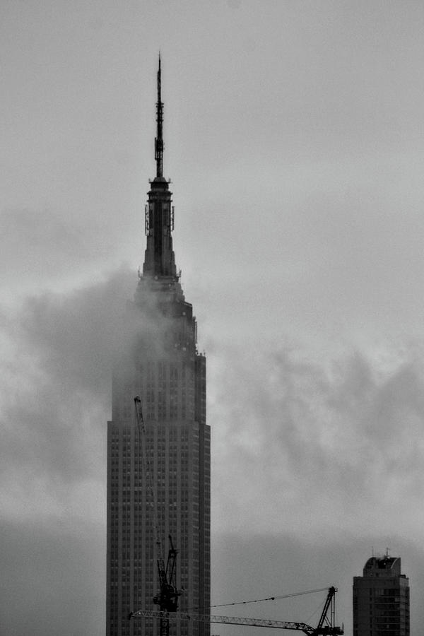clouds over Empire state building NYC Painting by Habib Ayat