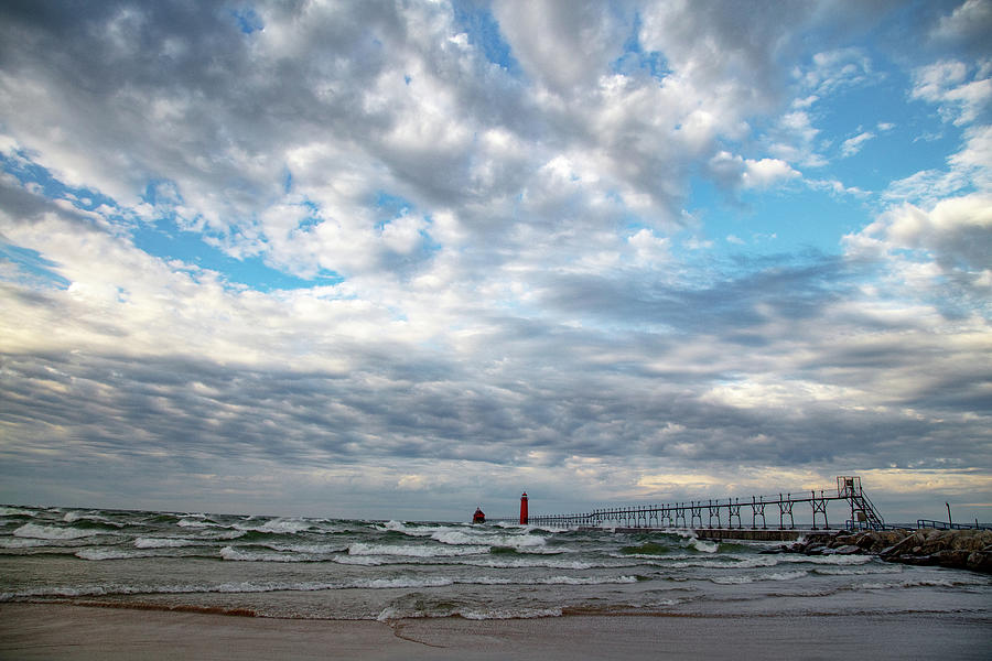 Clouds over Grand Haven Pier in Michigan Photograph by Eldon McGraw