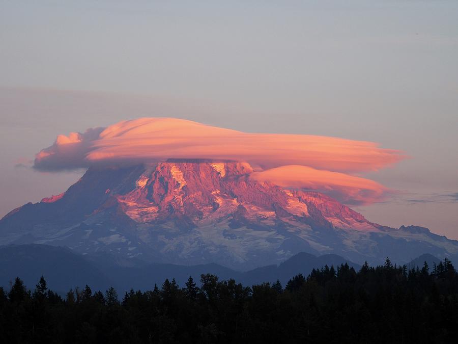 Clouds over Mount Rainier Photograph by Jacklyn Duryea Fraizer
