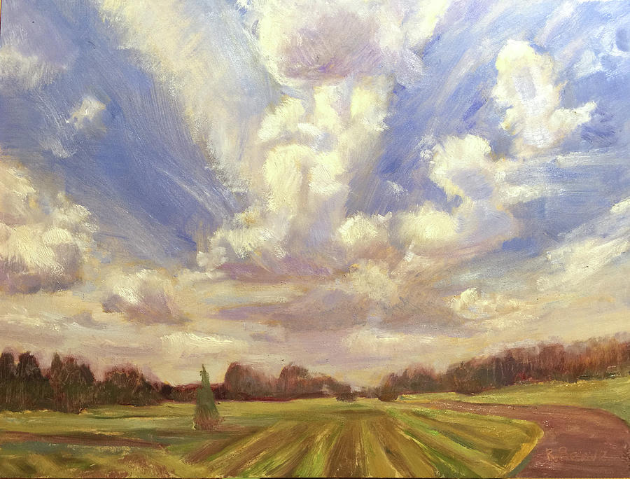 Clouds Over Mowed Field Painting by Robie Benve