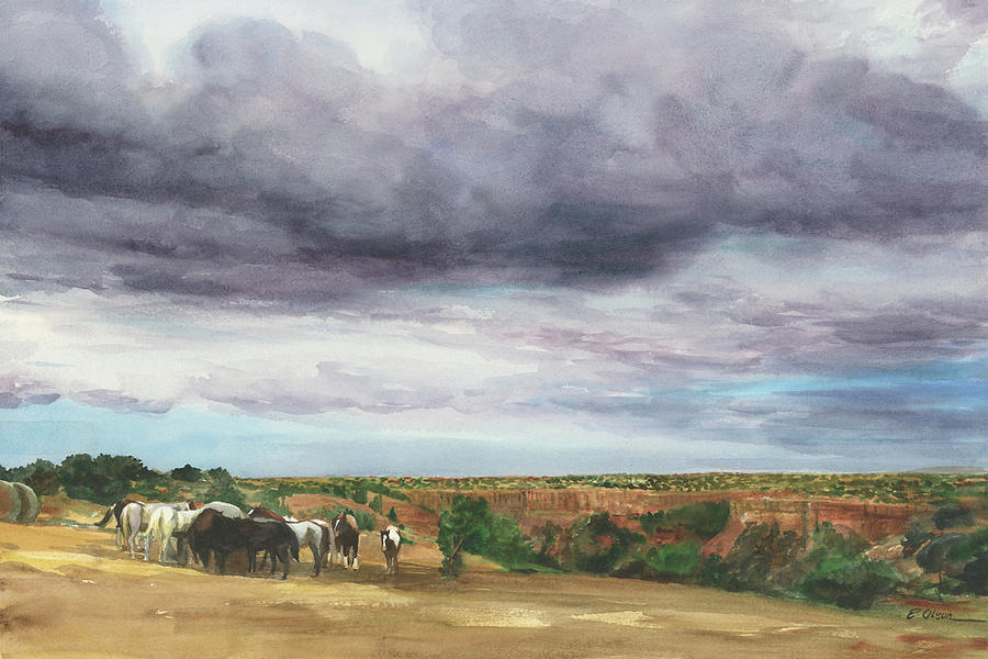 Clouds Over Palo Duro Painting by Emily Olson