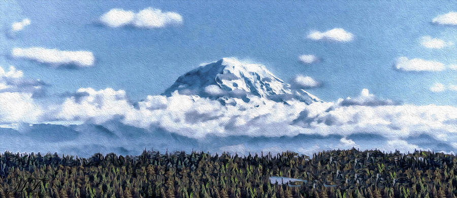Clouds Over Rainier Painting by Eric Bass