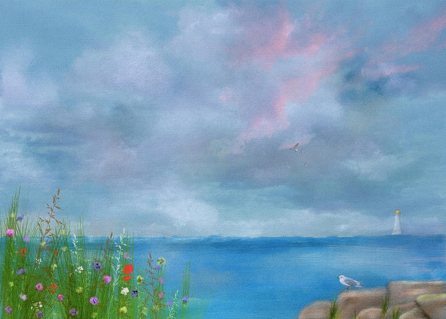 Clouds over the Ocean Digital Art by Mary Timman