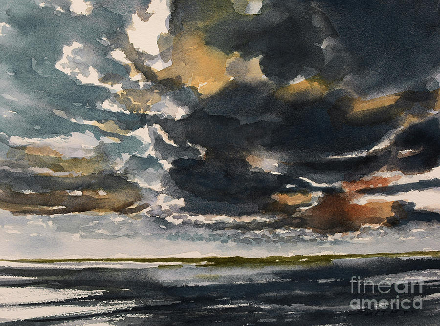 Clouds over Wilbur Bay I Painting by Julianne Felton