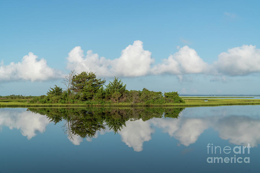 Clouds reflect along the Life of the Marsh Trail at Assateague I Photograph by William Kuta