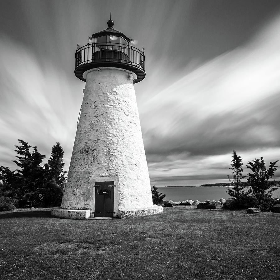 Clouds Streak Over Ned Point Light Square Photograph by Andrew Pacheco