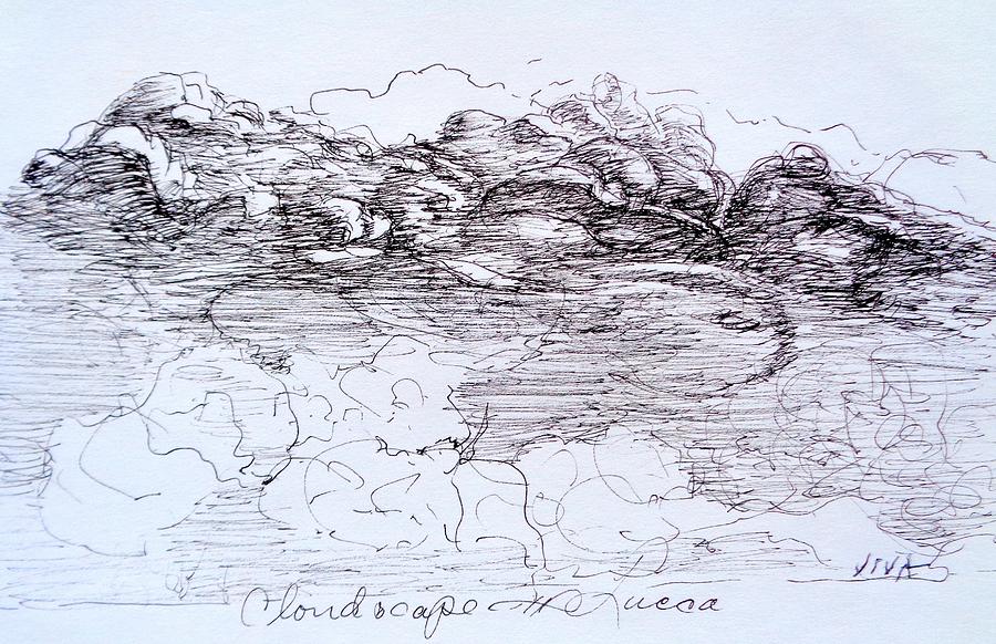 Cloudscape  - Lucca sketch Drawing by VIVA Anderson