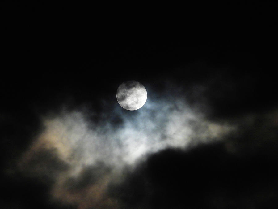 Cloudscape on a Snow Moon Night Photograph by Beatriz Portela