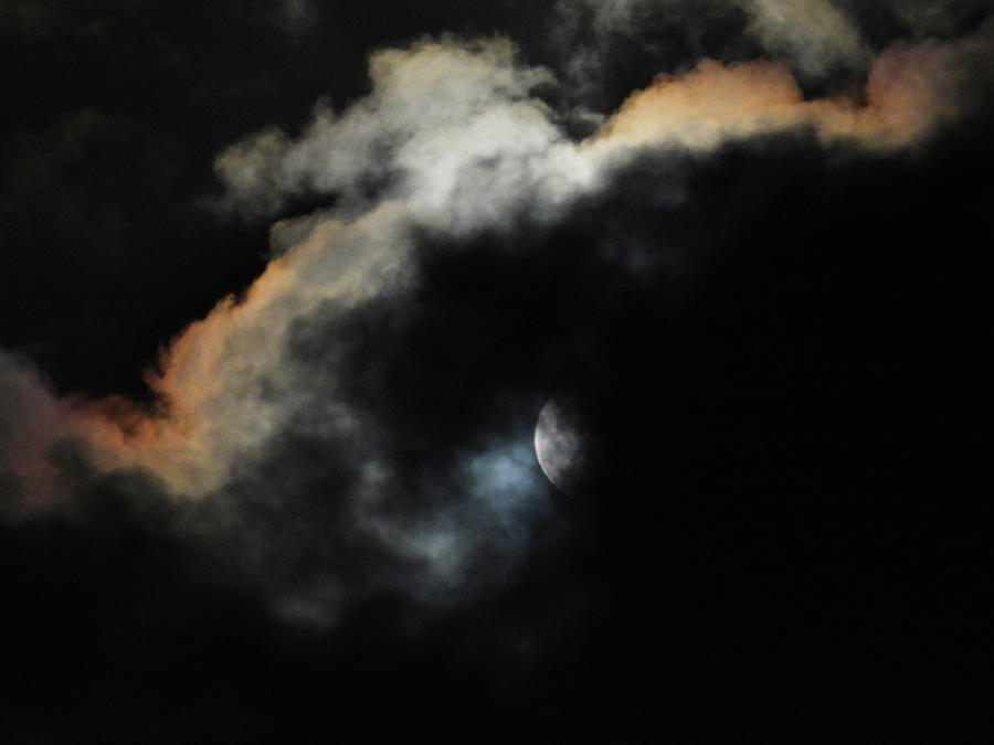 Cloudscape With Snow Moon Peek Photograph