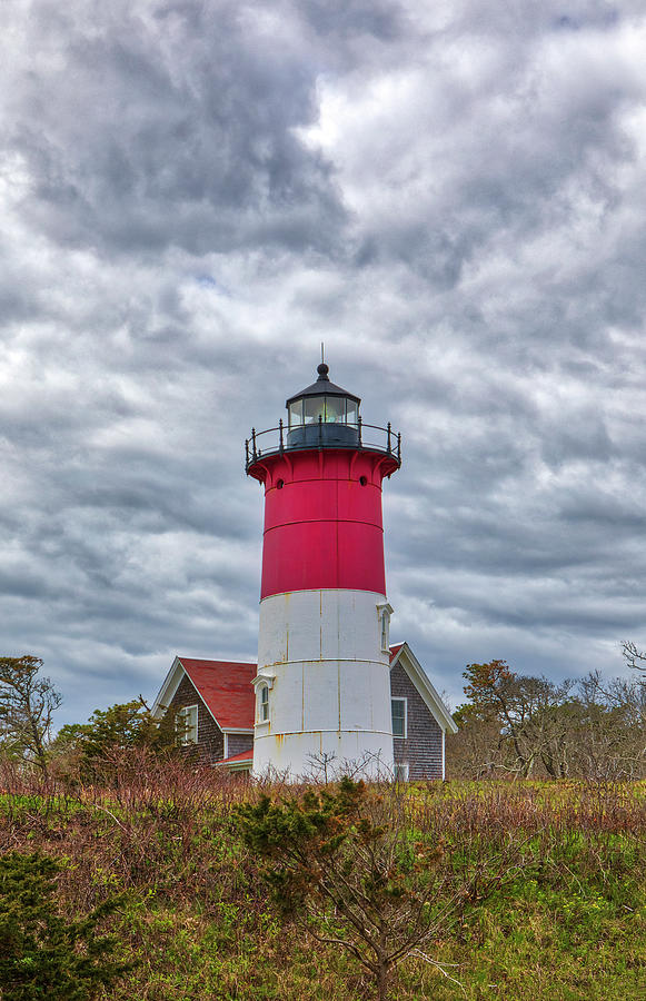 Cloudy Day at Nauset Beach Lighthouse Photograph by Juergen Roth