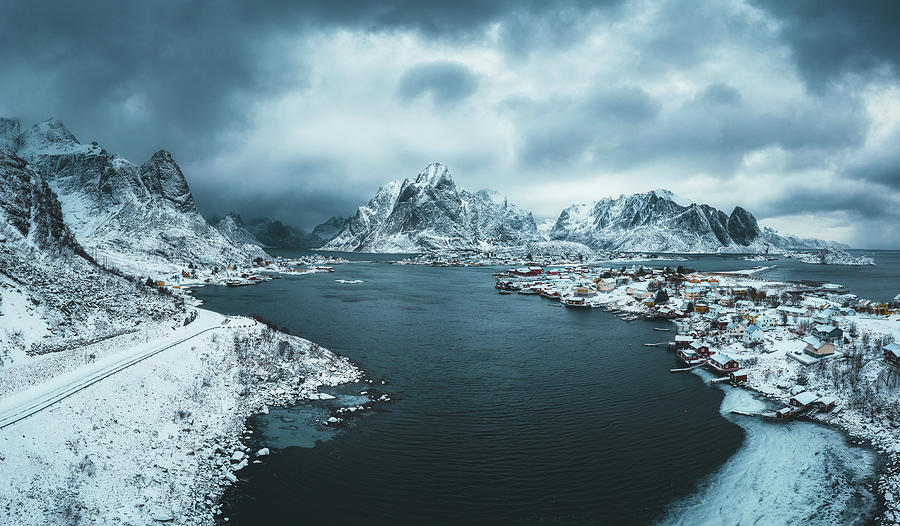 Cloudy day at Reine Photograph by Henry w Liu