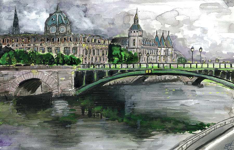 Cloudy Day in Paris Painting by Eileen Backman