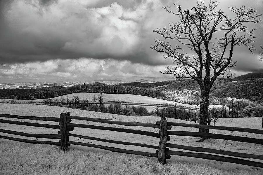 Cloudy Day in the Mountains bw Photograph by Dan Carmichael