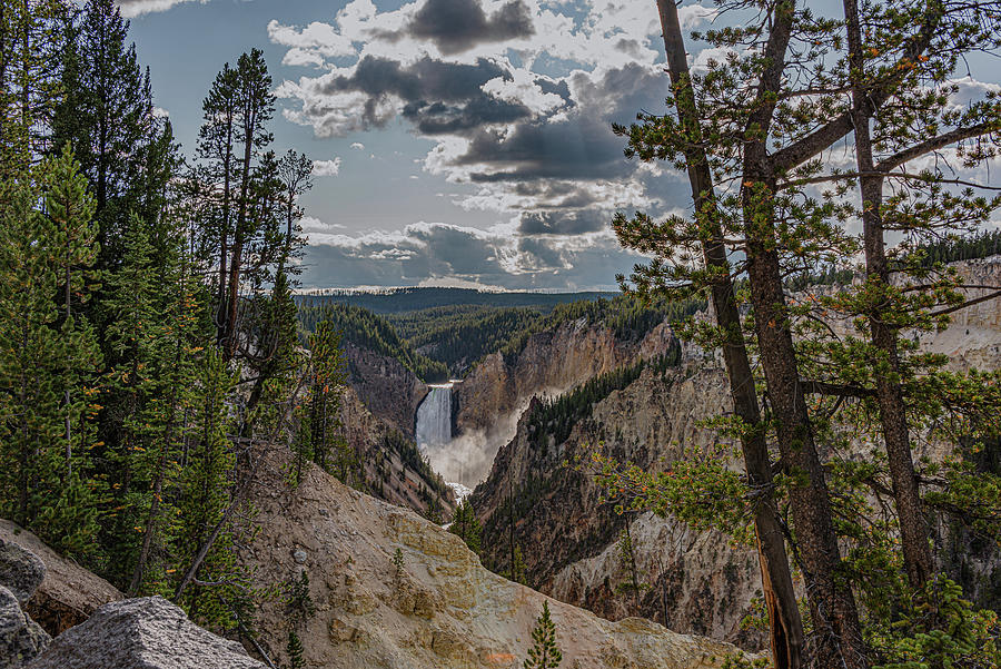 Cloudy Day Over Yellowstone Falls Photograph by Yeates Photography