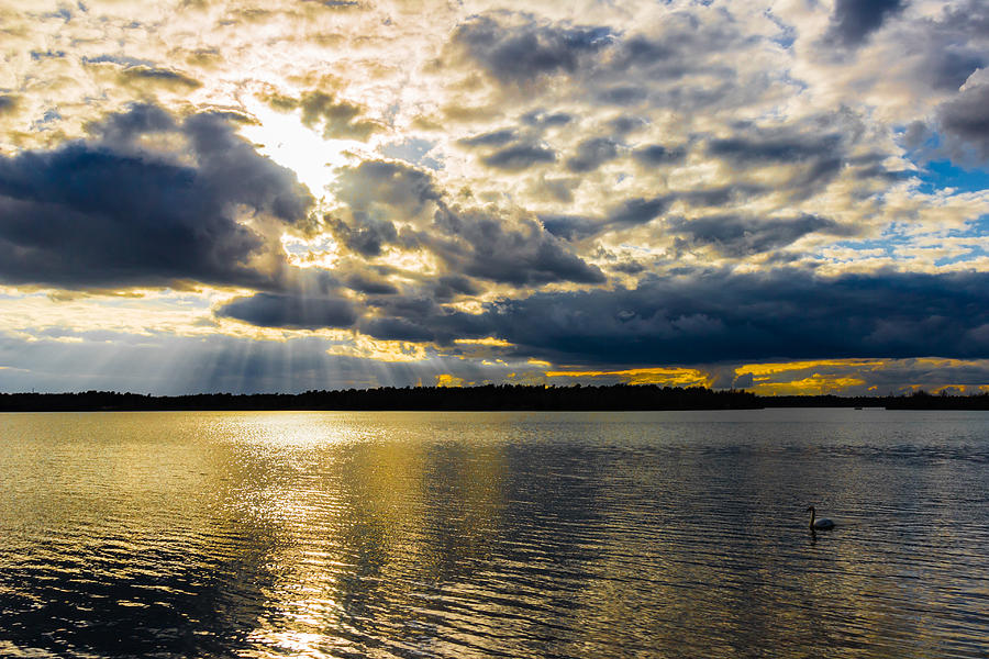 Cloudy Golden Lake Photograph by William Mevissen