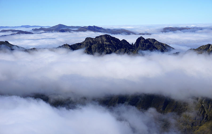 Mountain Photograph - Cloudy Kepler Mountains - New Zealand by Tom Napper