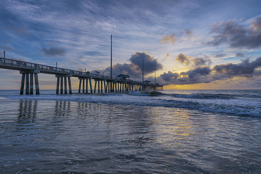 Cloudy Morning at Jennette's Pier Photograph by Claudia Domenig - Fine ...