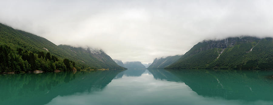 Nature Photograph - Cloudy Morning over Mountain Lake by Nicklas Gustafsson