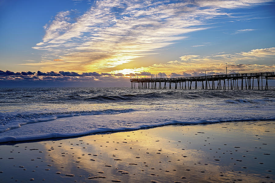 Cloudy Sunrise at Avon Pier Photograph by Fon Denton - Fine Art America