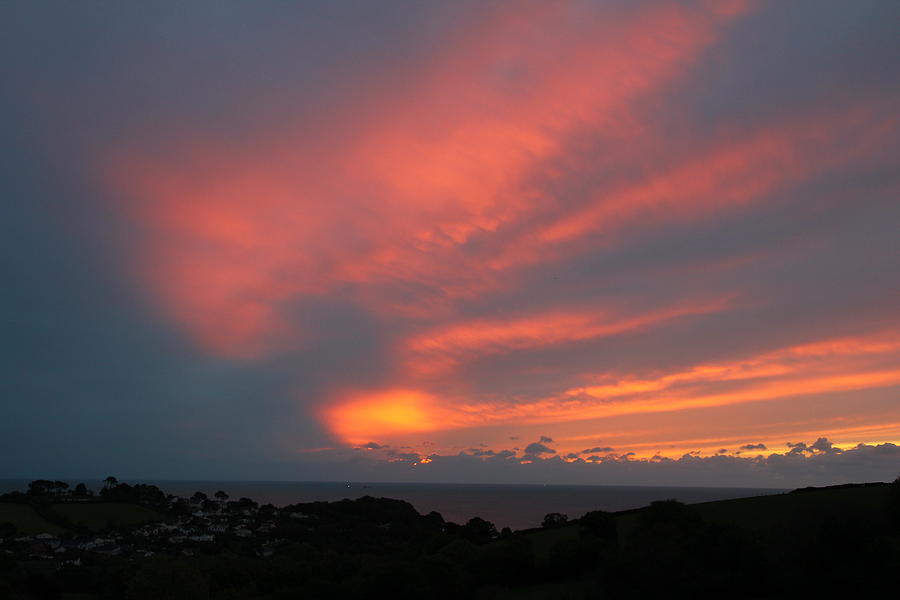 Sunset Photograph - Cloudy Sunrise over Holcombe and Dawlish by Jeremy Hayden