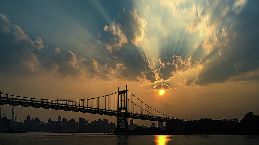 Cloudy Sunset Over The RFK Bridge Photograph by Chris Lord