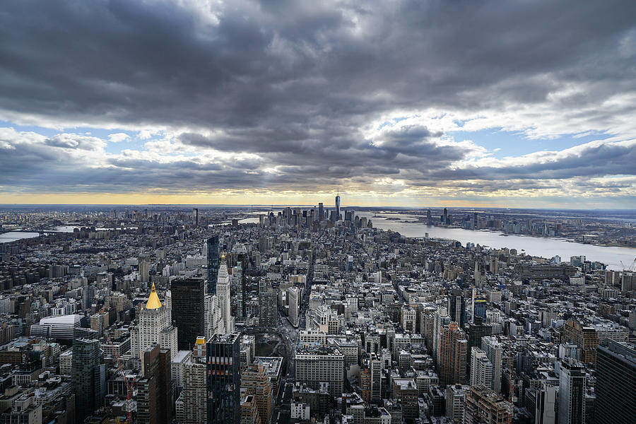 Cloudy Winter Day over Manhattan Photograph by RC Studio
