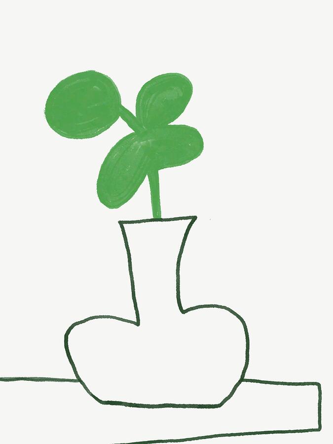 Vase Painting - Clover on the table by Little Dean
