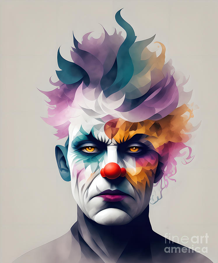 Clown Abstract Portrait - 7 Digital Art by Philip Preston