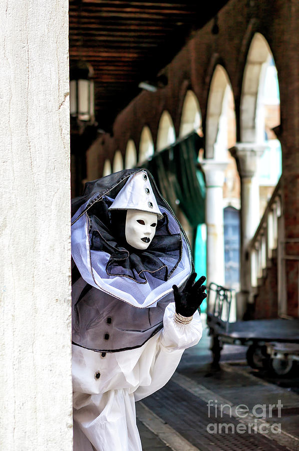 Clown Appears during Carnival in Venice Italy Photograph by John Rizzuto