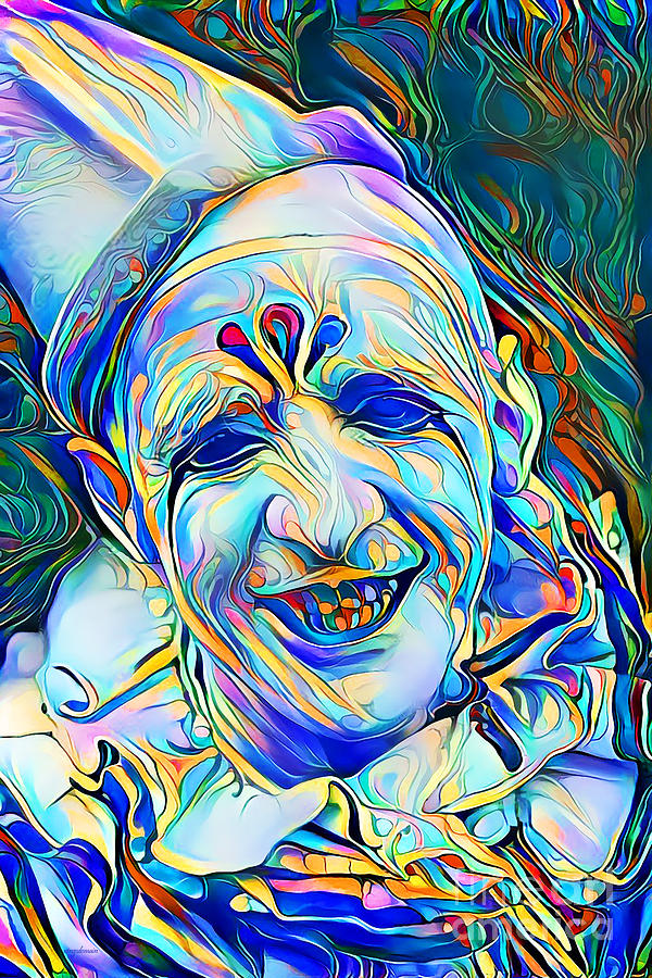 Clown in Vibrant Painterly Wavy Colors 20200522v1 Photograph by Wingsdomain Art and Photography