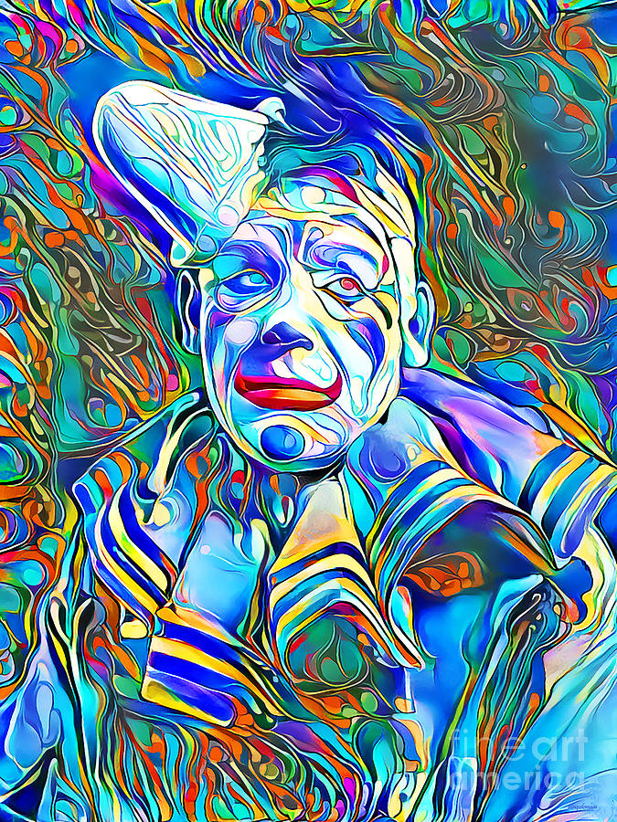 Clown in Vibrant Painterly Wavy Colors 20200522v2 Photograph by Wingsdomain Art and Photography