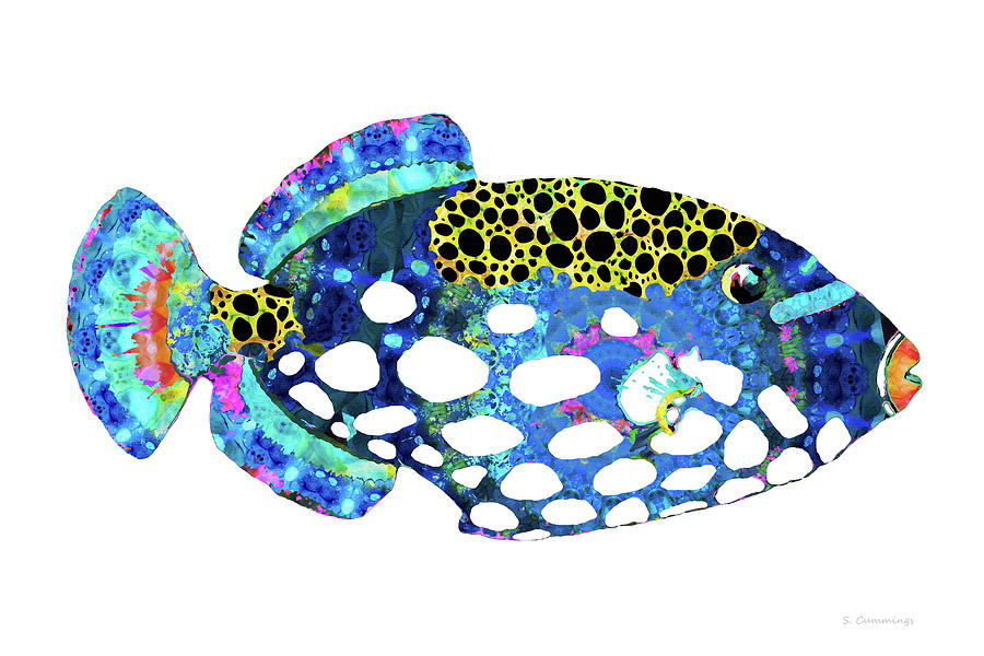 Fish Painting - Clown Trigger Fish Art - Colorful Mandala Beach - Sharon Cummings by Sharon Cummings