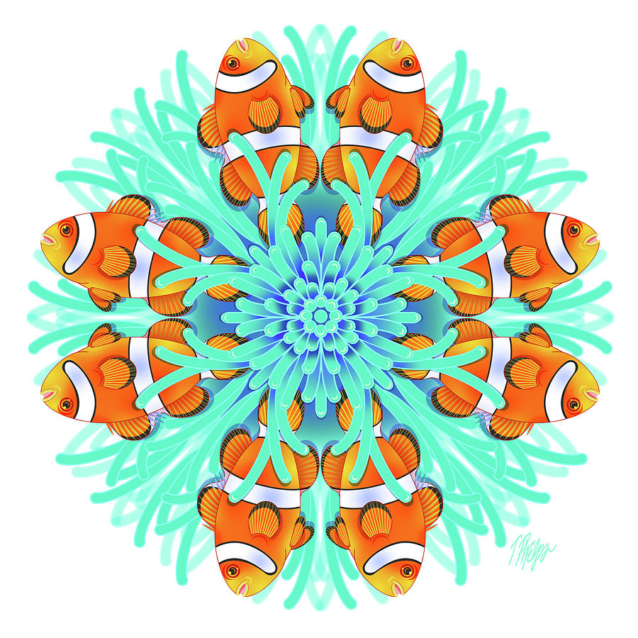 Clownfish Anemone Mandala Digital Art by Tim Phelps